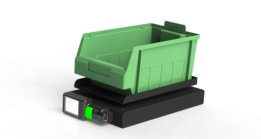 SLIM sensing platform beneath a green storage bin